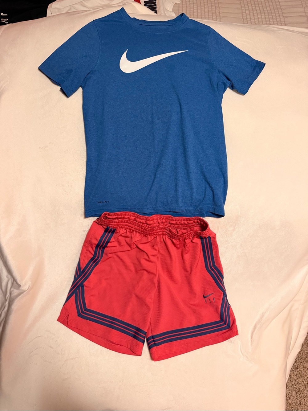 Nike Kids Blue Short Sleeve Tee and salmon Athletic Shorts Set